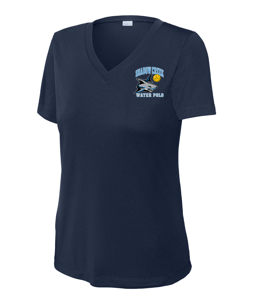 Shadow Creek Aquatics - Water Polo 2026 Ladies Vneck Performance Tee - True Navy