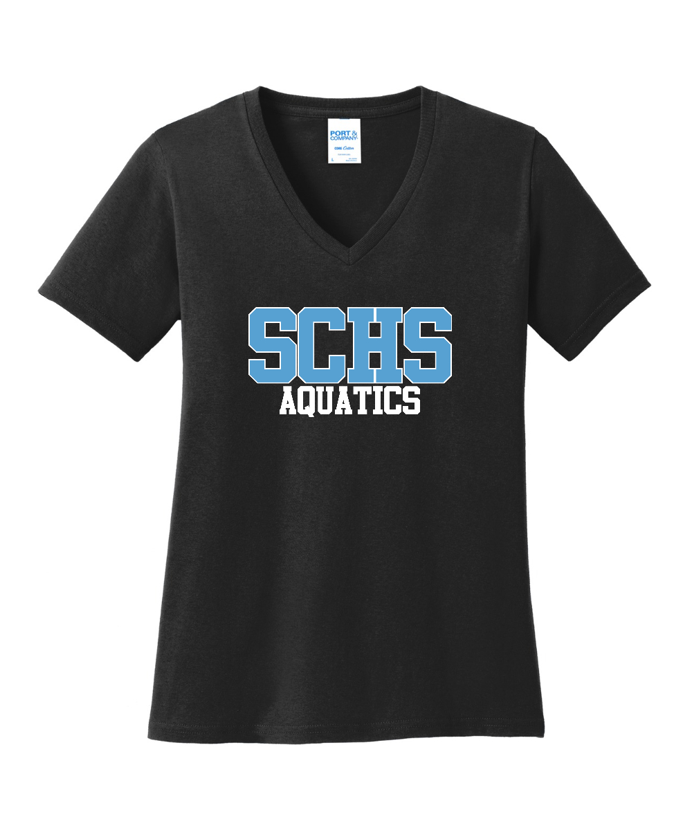 Shadow Creek Aquatics - SCHS Aquatics Ladies Vneck Cotton Tee