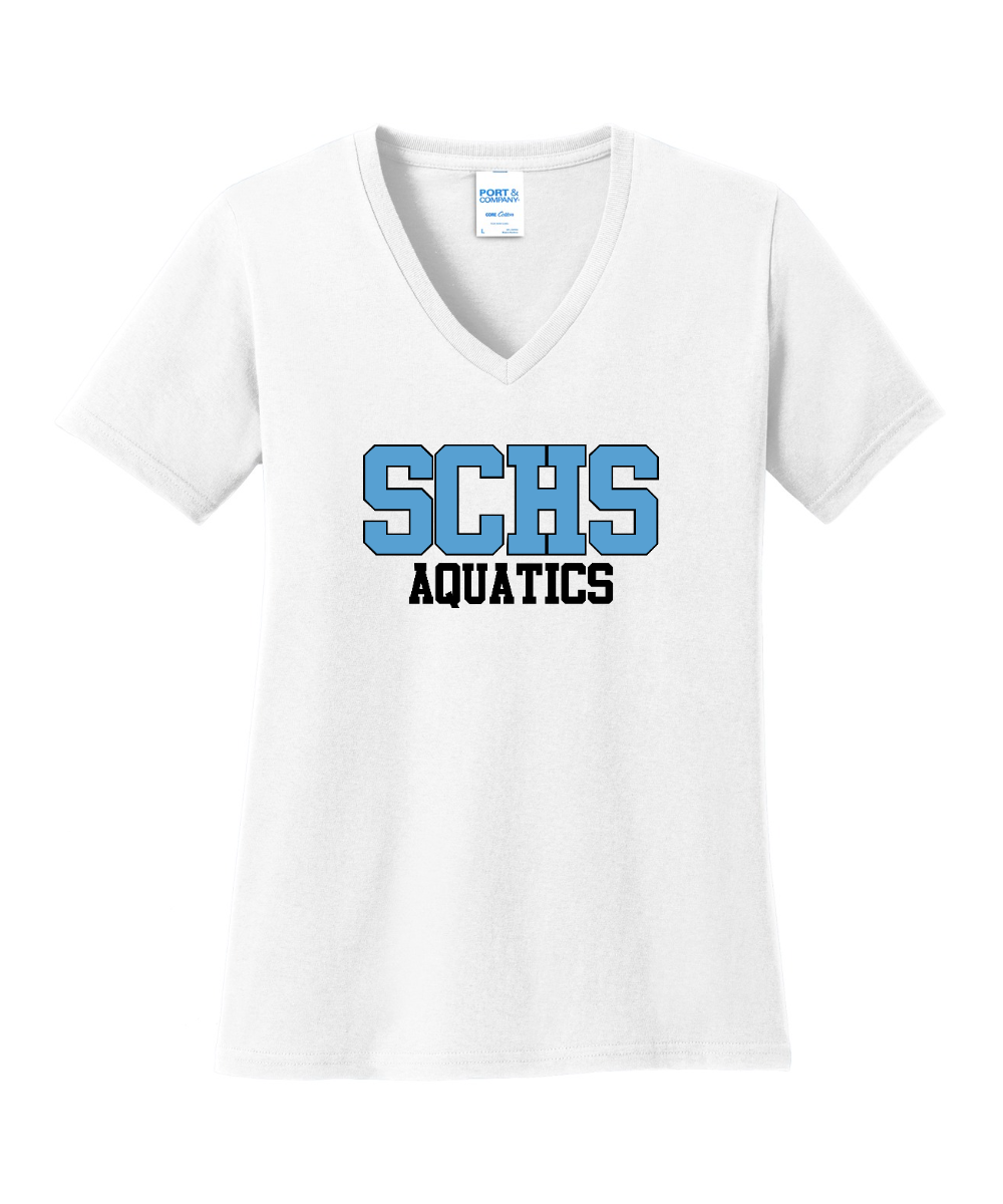 Shadow Creek Aquatics - SCHS Aquatics Ladies Vneck Cotton Tee