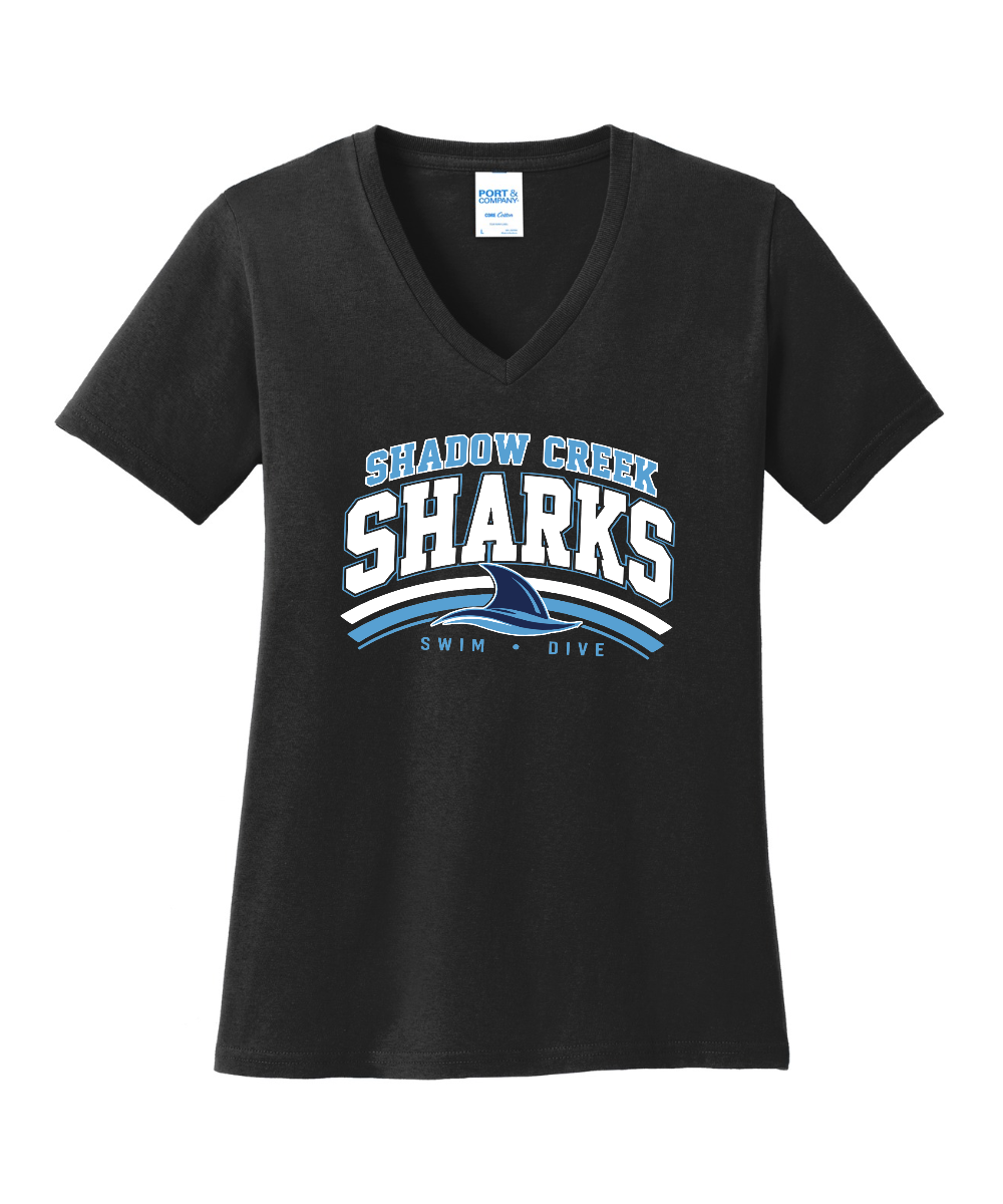 Shadow Creek Aquatics - Shadow Creek Swim & Dive Ladies V-Neck Cotton Tee