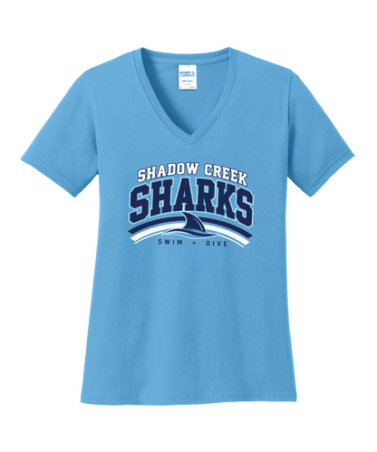 Shadow Creek Aquatics - Shadow Creek Swim & Dive Ladies V-Neck Cotton Tee