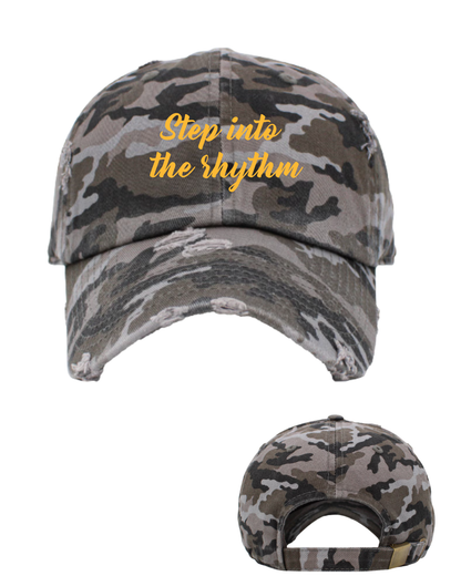 Step into the Rhythm- Embroidered Distressed Cap