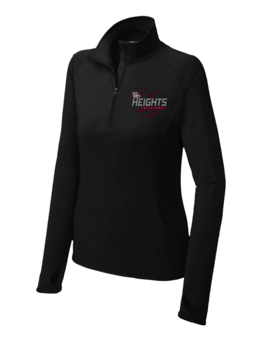 Heights Volleyball- Heights VB Ladies Stretch 1/4-Zip Pullover-Black