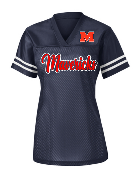 Manvel Football- Mavericks Football- Ladies fan Jersey- Navy