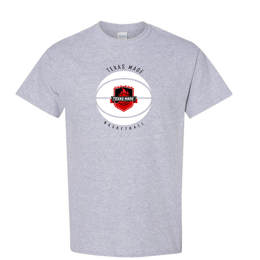 Texas Made -TM Basketball- Grey Cotton Tee
