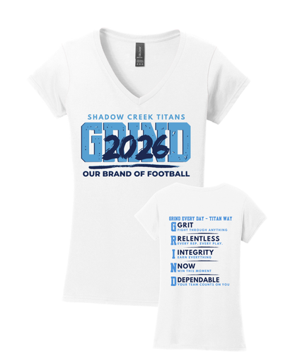 Shadow Creek Titans- Titans Grind 2026 Ladies VNeck Cotton Tee