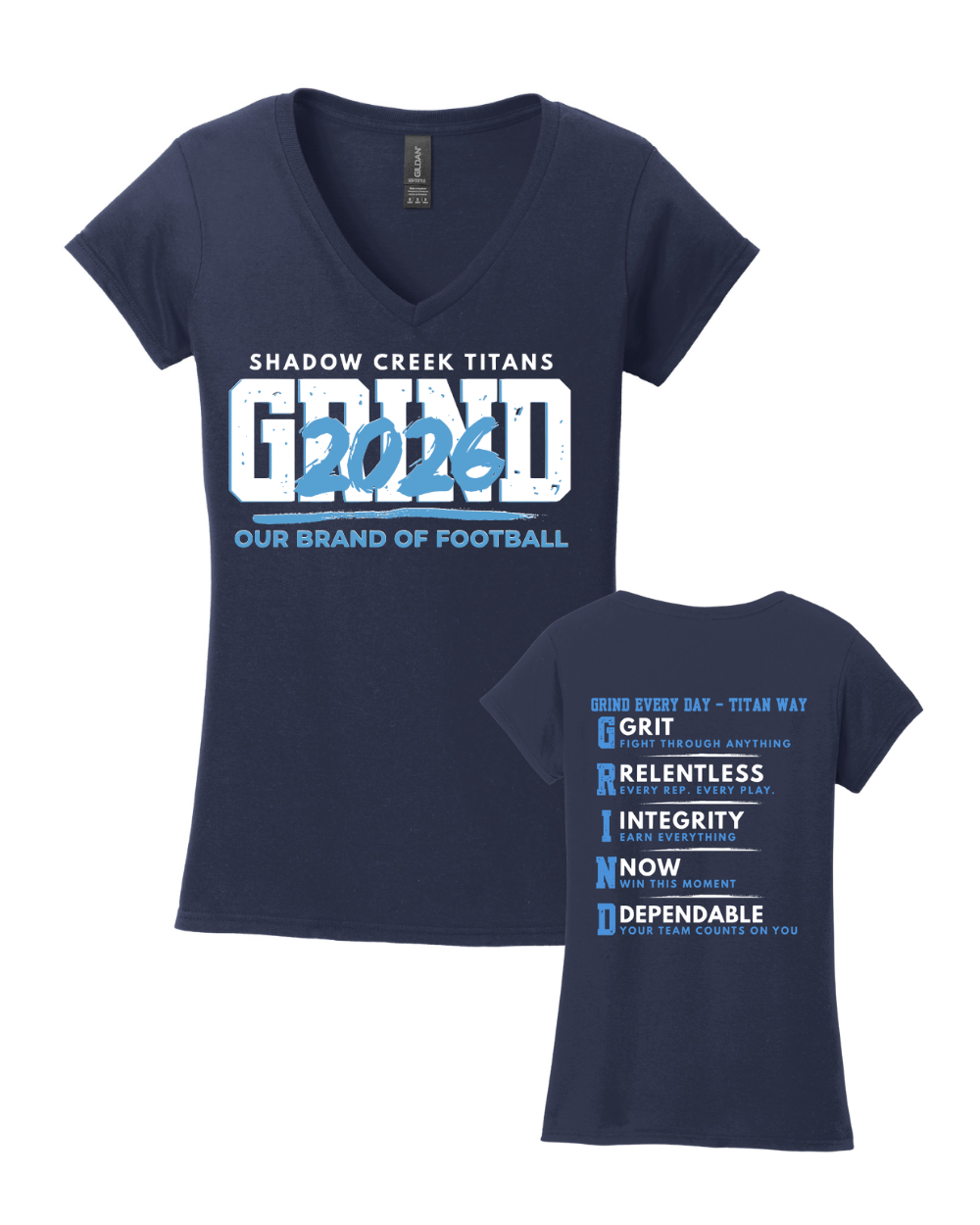 Shadow Creek Titans- Titans Grind 2026 Ladies VNeck Cotton Tee