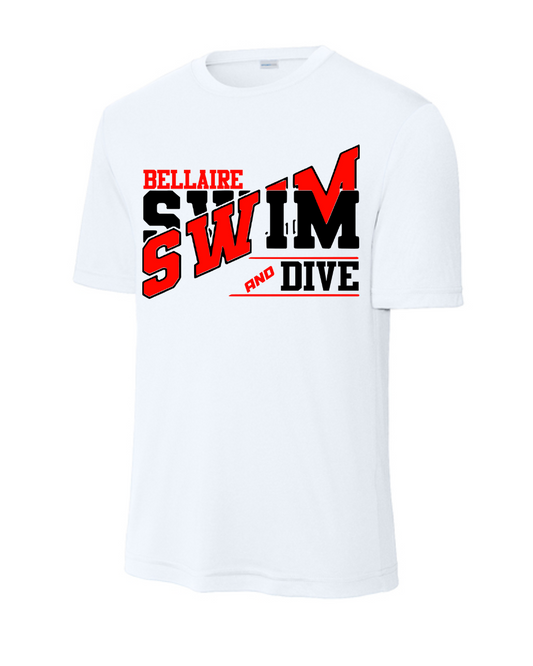 Bellaire Cardinals Swim & Dive - Split Swim & Dive White Performance Tee