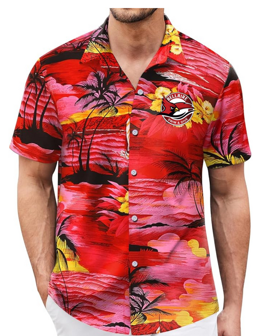 Bellaire Cardinals Swim & Dive- Bellaire Swim Embroidered Logo Hawaiian Shirt