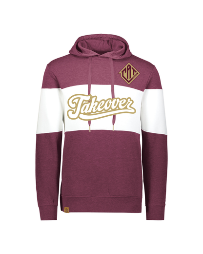 CAT Takeover- All-American Hoodie- Maroon Heather/ White- Cursive TAKEOVER