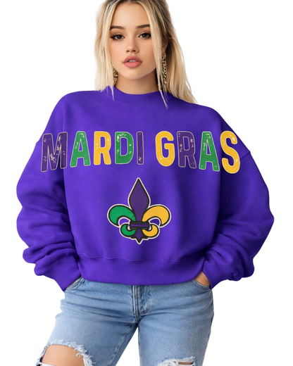 Sweatshirt-Mardi Gras Fleur De Lis  Oversized Sweatshirt