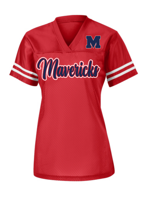 Manvel Football- Mavericks Football- Ladies fan Jersey- Red