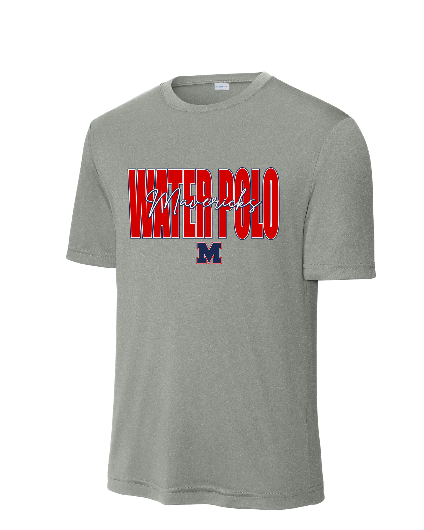Manvel Water Polo- Water Polo Cursive Mavericks- Short Sleeve Performance Tee