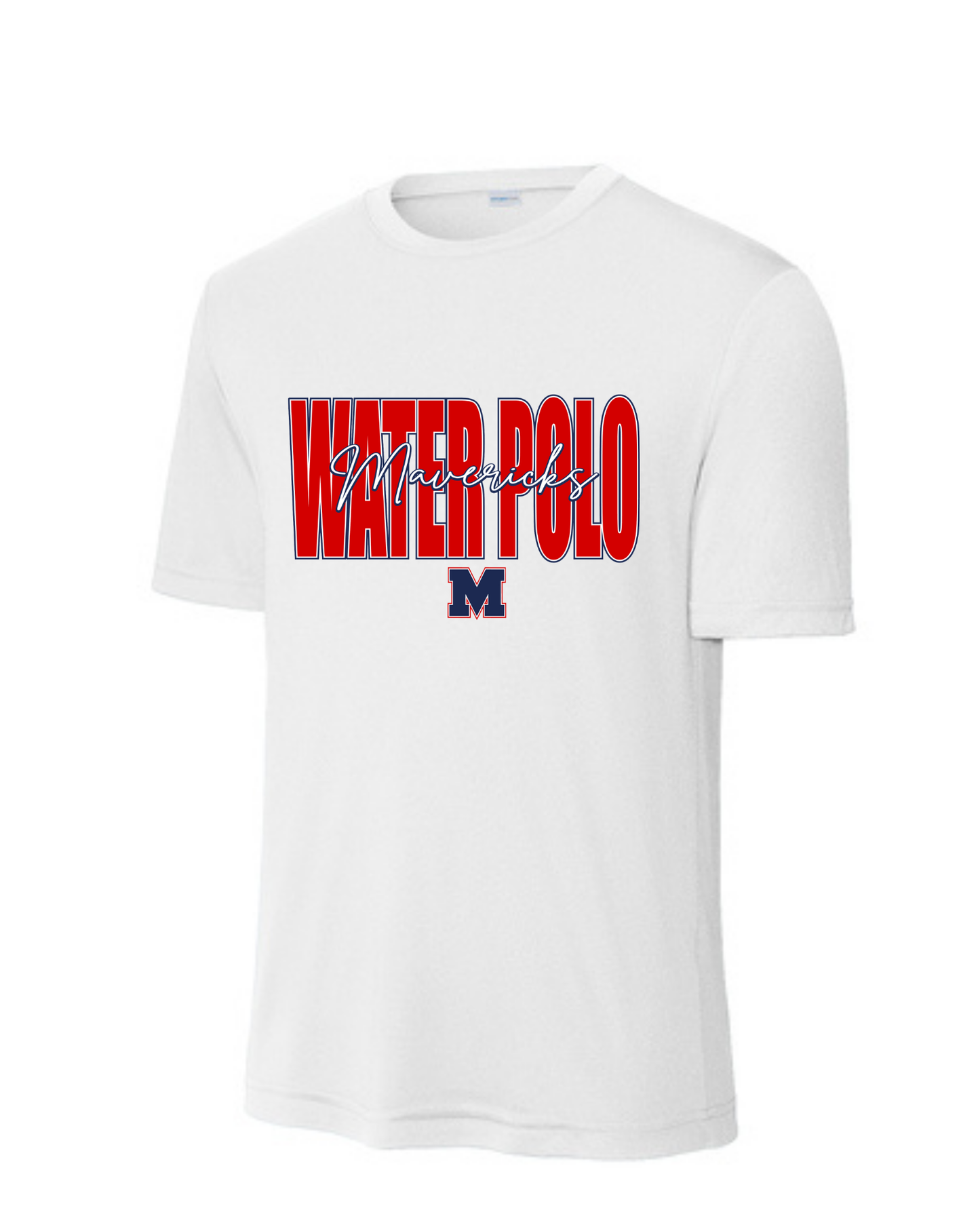 Manvel Water Polo- Water Polo Cursive Mavericks- Short Sleeve Performance Tee