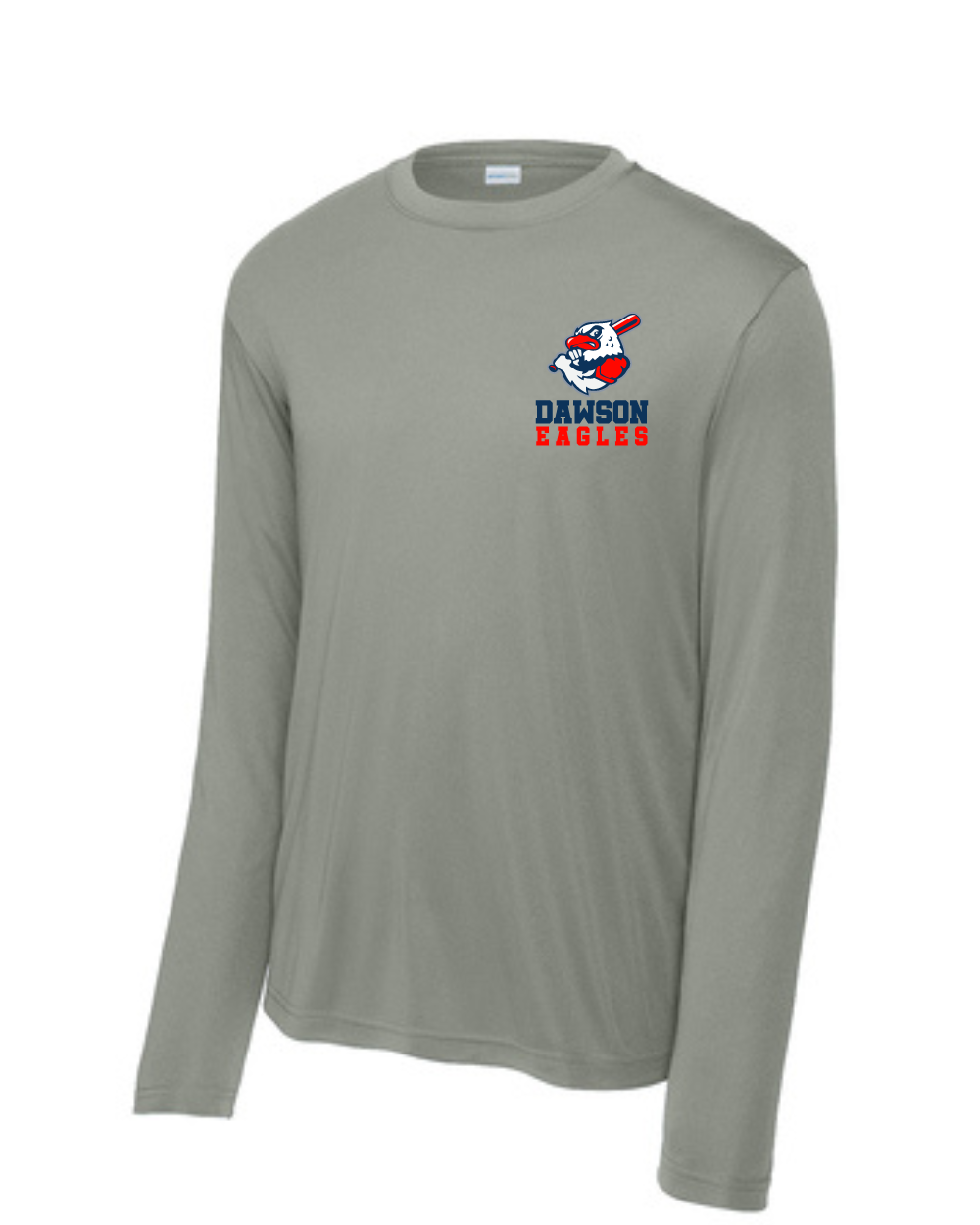 Dawson Baseball Eagles Logo - Long Sleeve Performance Tee- Grey