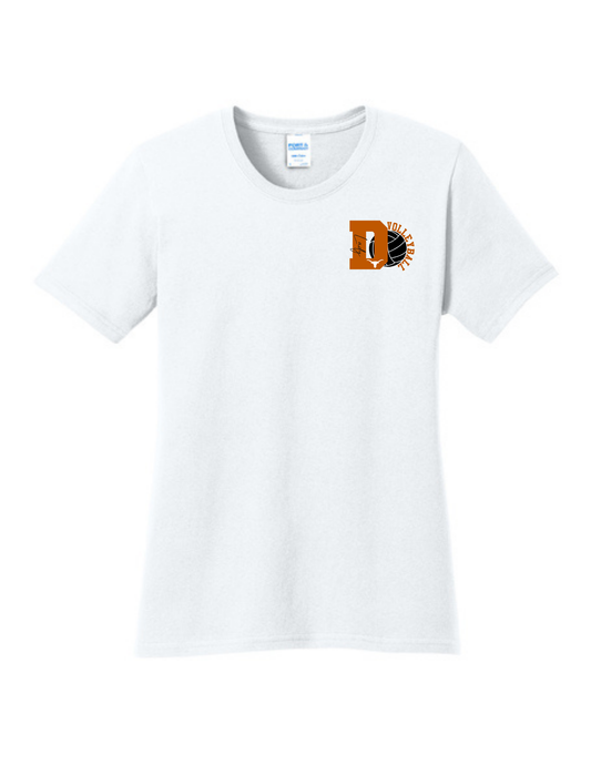 Dobie HS Volleyball - D Volleyball logo  - Ladies Cotton Tee