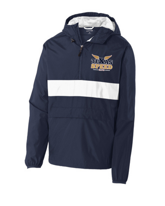 Texas Speed Elite-  Embroidered Pullover Rain Jacket- Navy