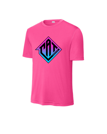CAT Takeover- Performance Short Sleeve Tee- Blue/ Pink CAT OMBRE Logo