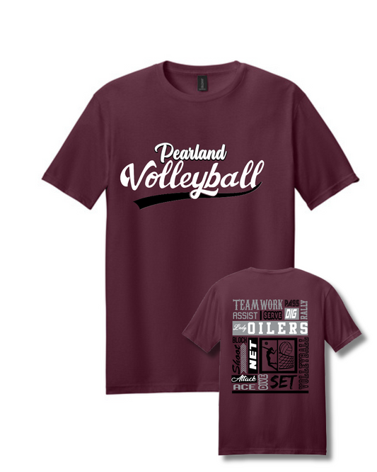 PHS Volleyball-Pearland Volleyball Cotton Tee- Maroon