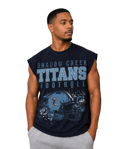 Shadow Creek Titans- Distressed Titans Football Heavy Weight Sleeveless Tee