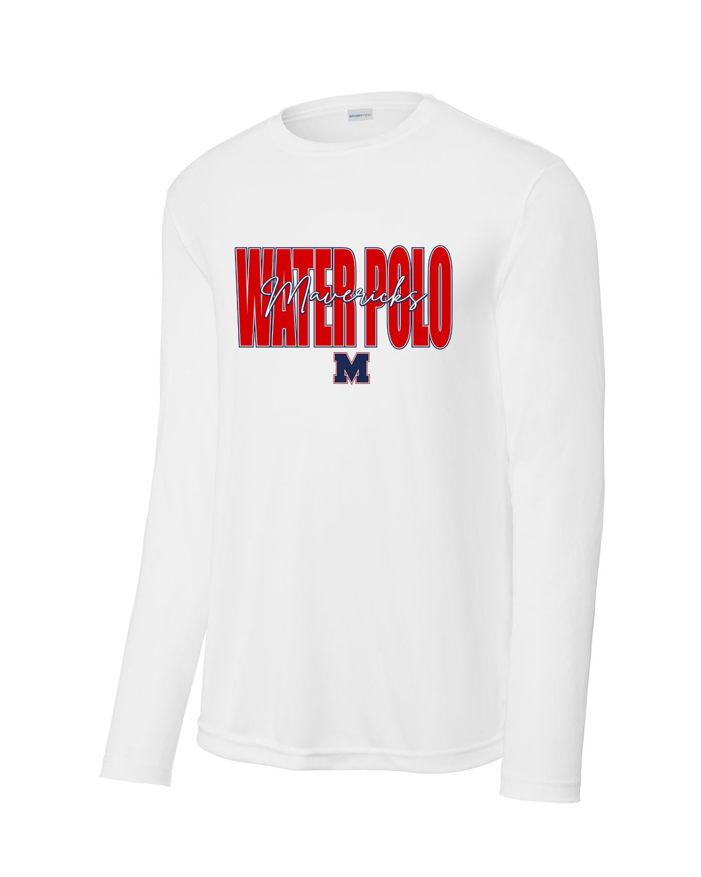 Manvel Water Polo- Water Polo Cursive Mavericks- Long Sleeve Performance Tee