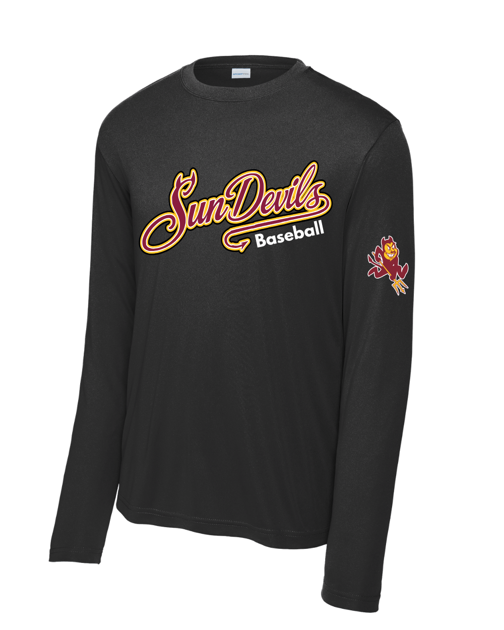 GC Sun Devils Baseball- Sun Devils Script Long Sleeve Performance Tee