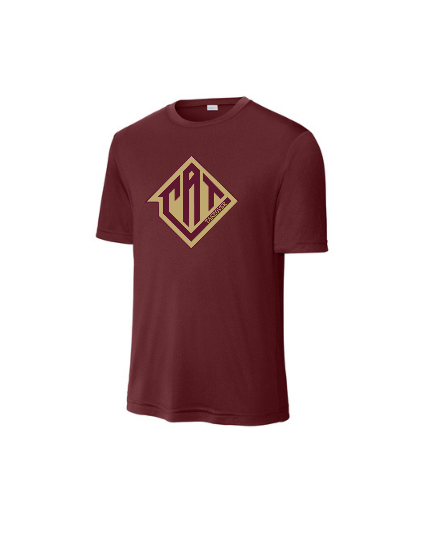 Cat Takeover - CAT Gold & Maroon Logo Performance Short Sleeve Tee