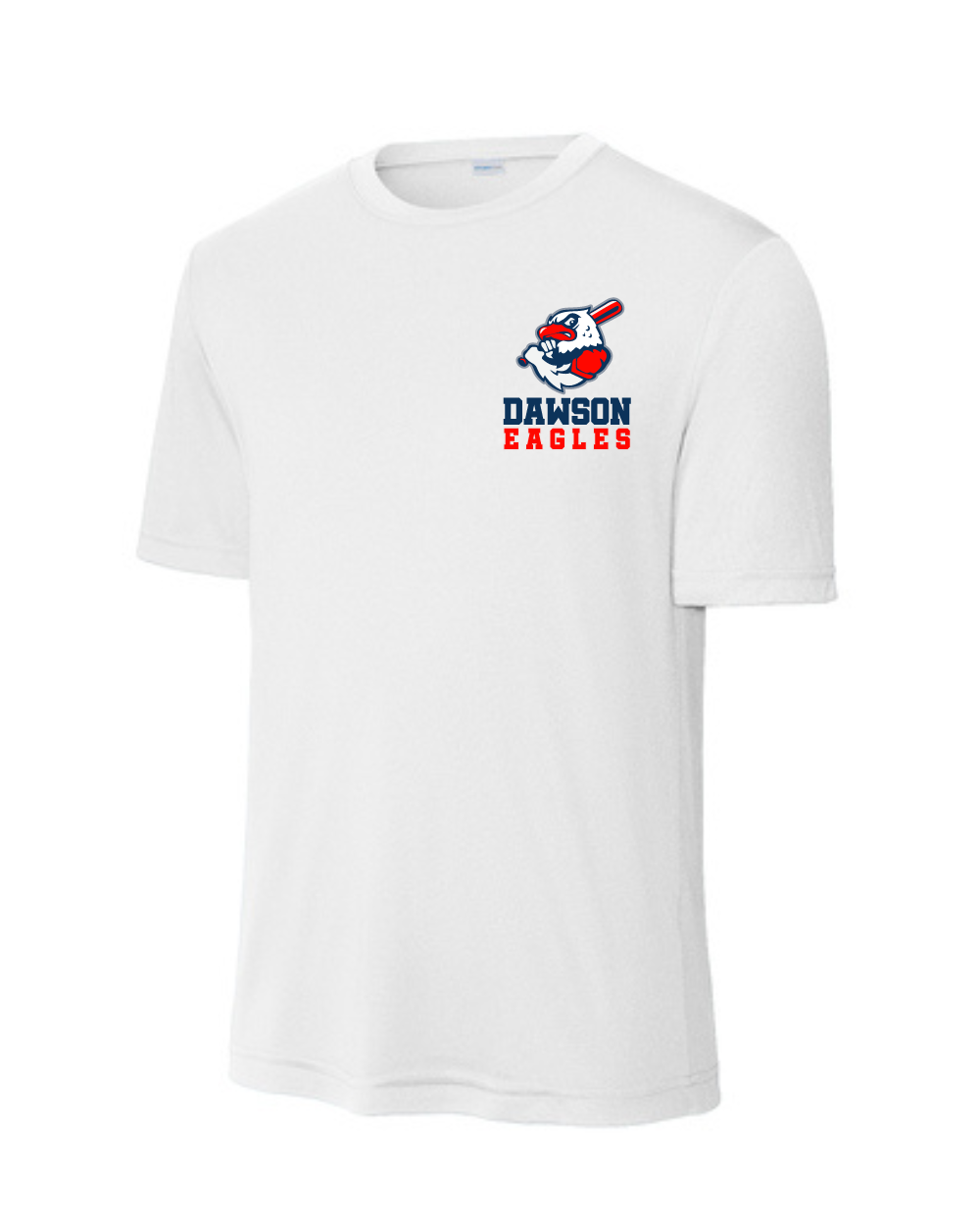 Dawson Baseball Eagle Logo Short Sleeve Performance Tee- white