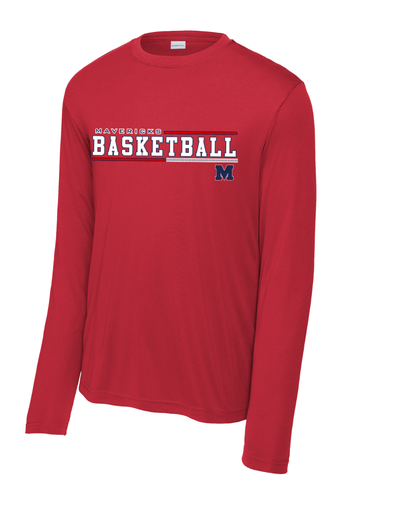 Manvel Basketball-  Mavericks Basketball  Long Sleeve Performance Tee