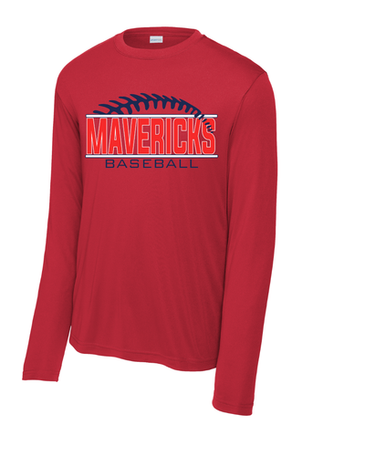 Manvel Baseball- Mavericks Baseball  Long Sleeve Performance Tee
