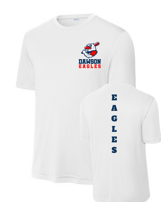 Dawson Baseball Eagle Logo Short Sleeve Performance Tee- white