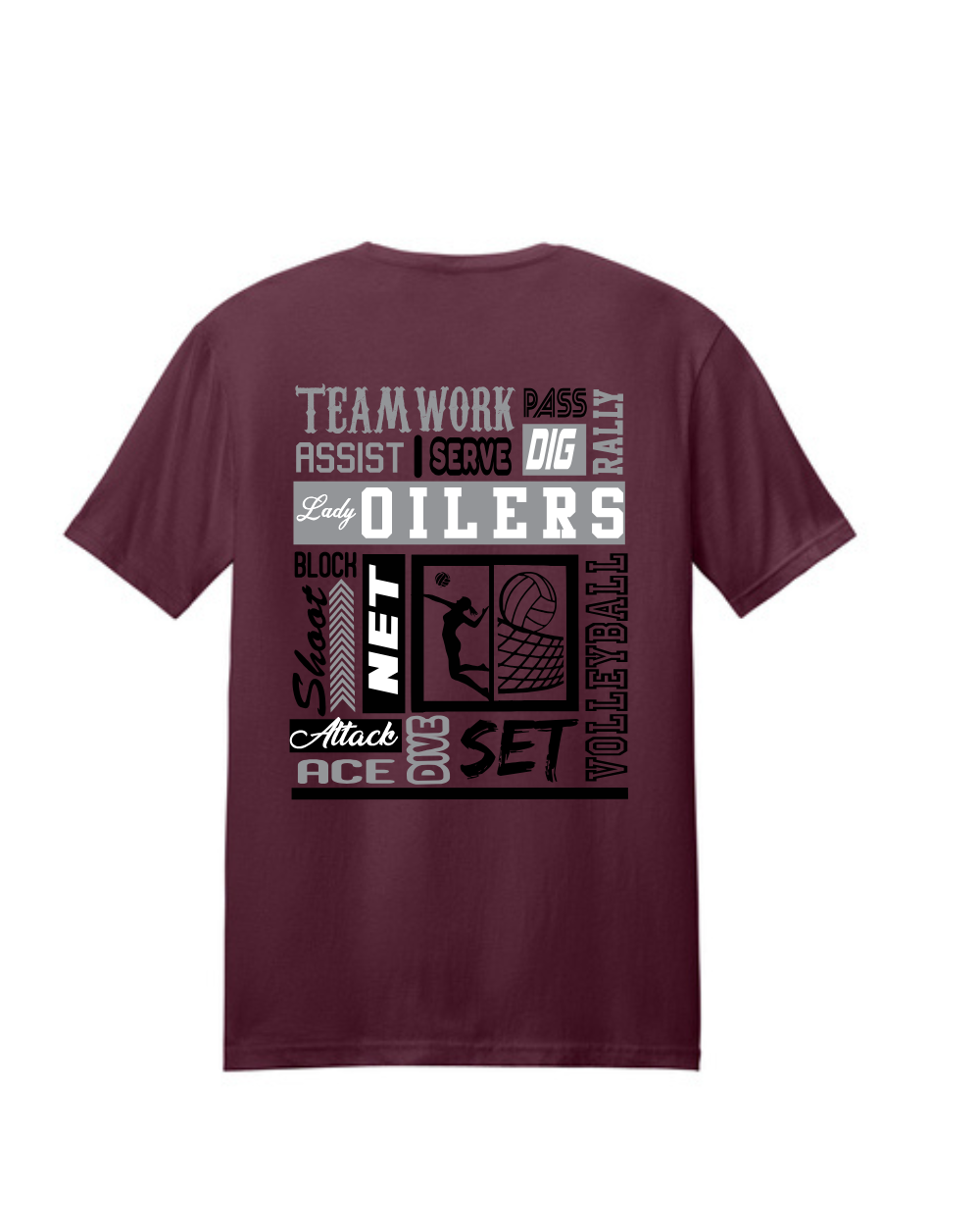 PHS Volleyball-Pearland Volleyball Cotton Tee- Maroon