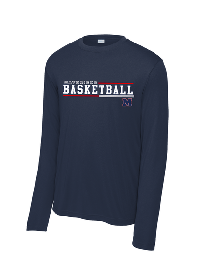 Manvel Basketball-  Mavericks Basketball  Long Sleeve Performance Tee