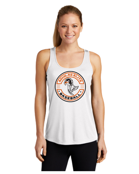Aguilas Elite- Aguilas Baseball Ladies Racerback Tee- White