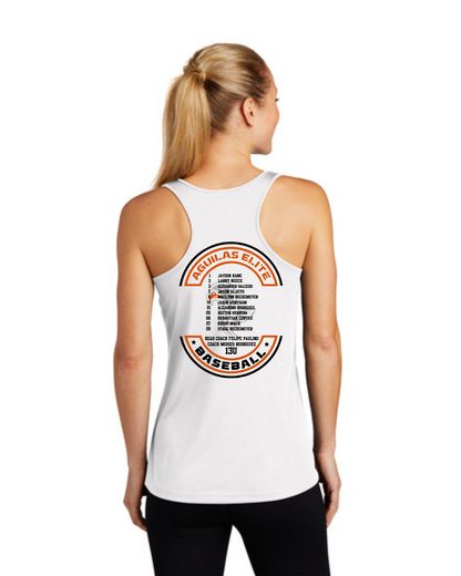 Aguilas Elite- Aguilas Baseball Ladies Racerback Tee- White