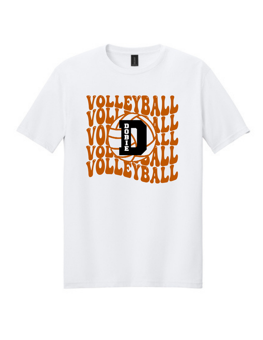 Dobie HS Volleyball - Wavy Volleyball Logo - Dryblend Cotton Tee
