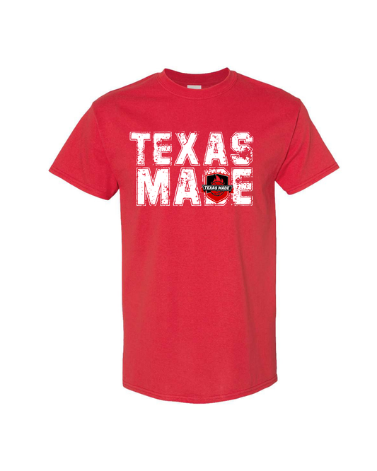 Texas Made - Distressed Texas Made- Red Cotton Tee