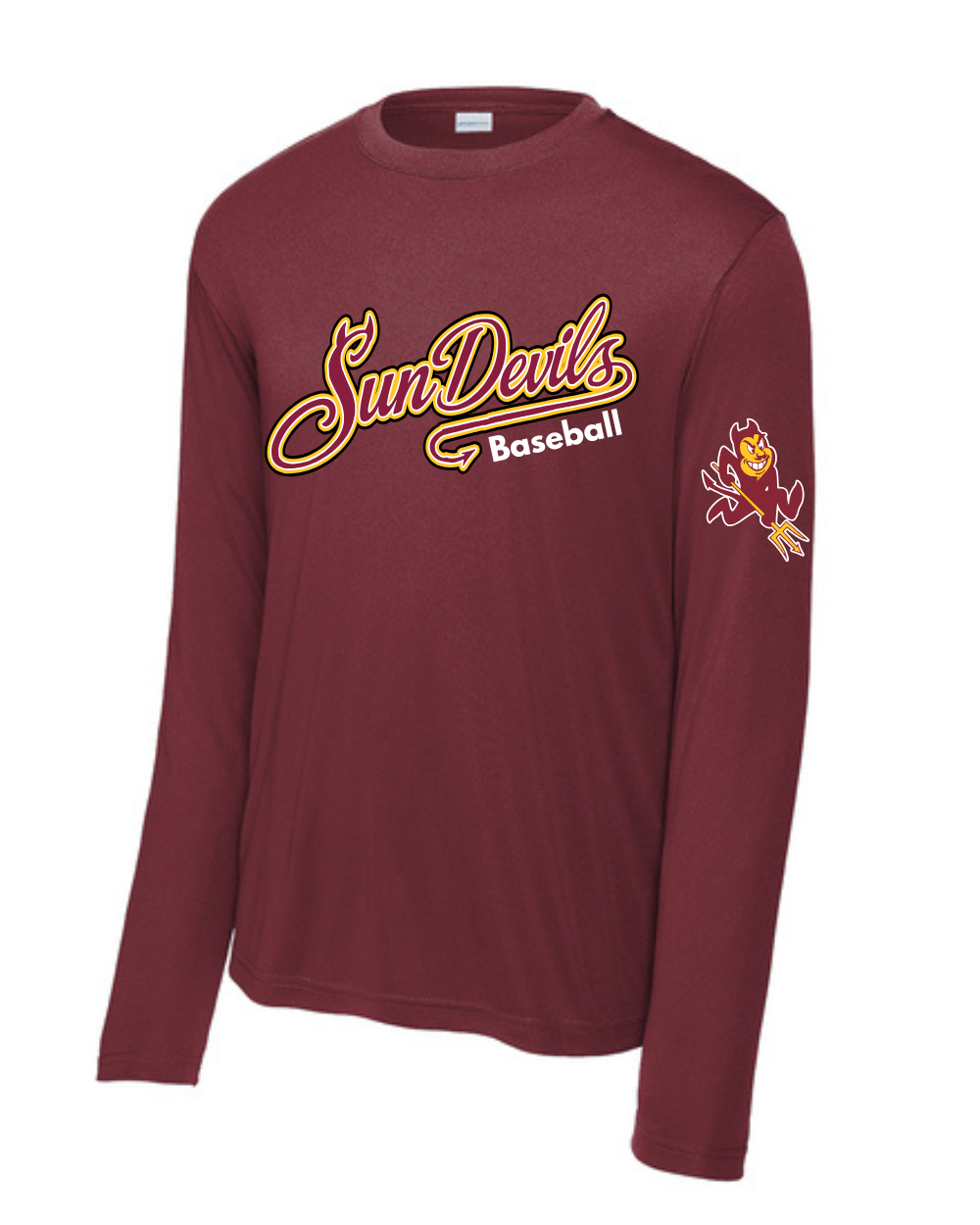 GC Sun Devils Baseball- Sun Devils Script Long Sleeve Performance Tee