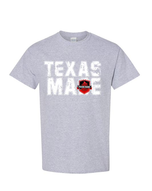 Texas Made - Distressed Texas Made- Grey Cotton Tee