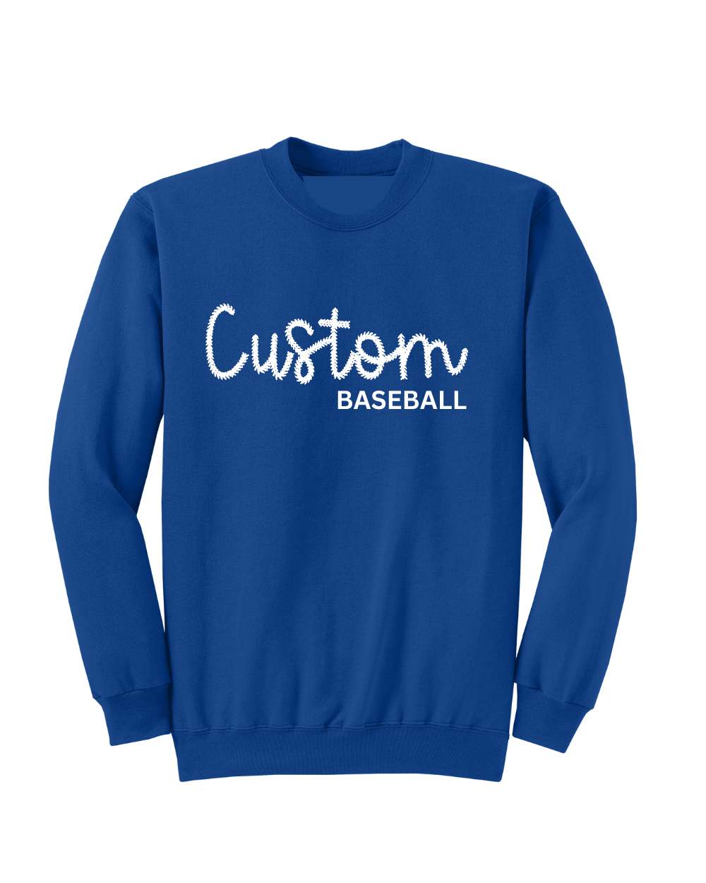Baseball Spiritwear- Baseball Embroidered Mascot  Stitch Font Crewneck