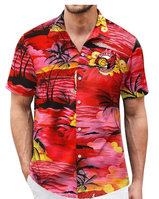 Bellaire Cardinals Water Polo - Bellaire Water Polo  Embroidered Logo Hawaiian Shirt