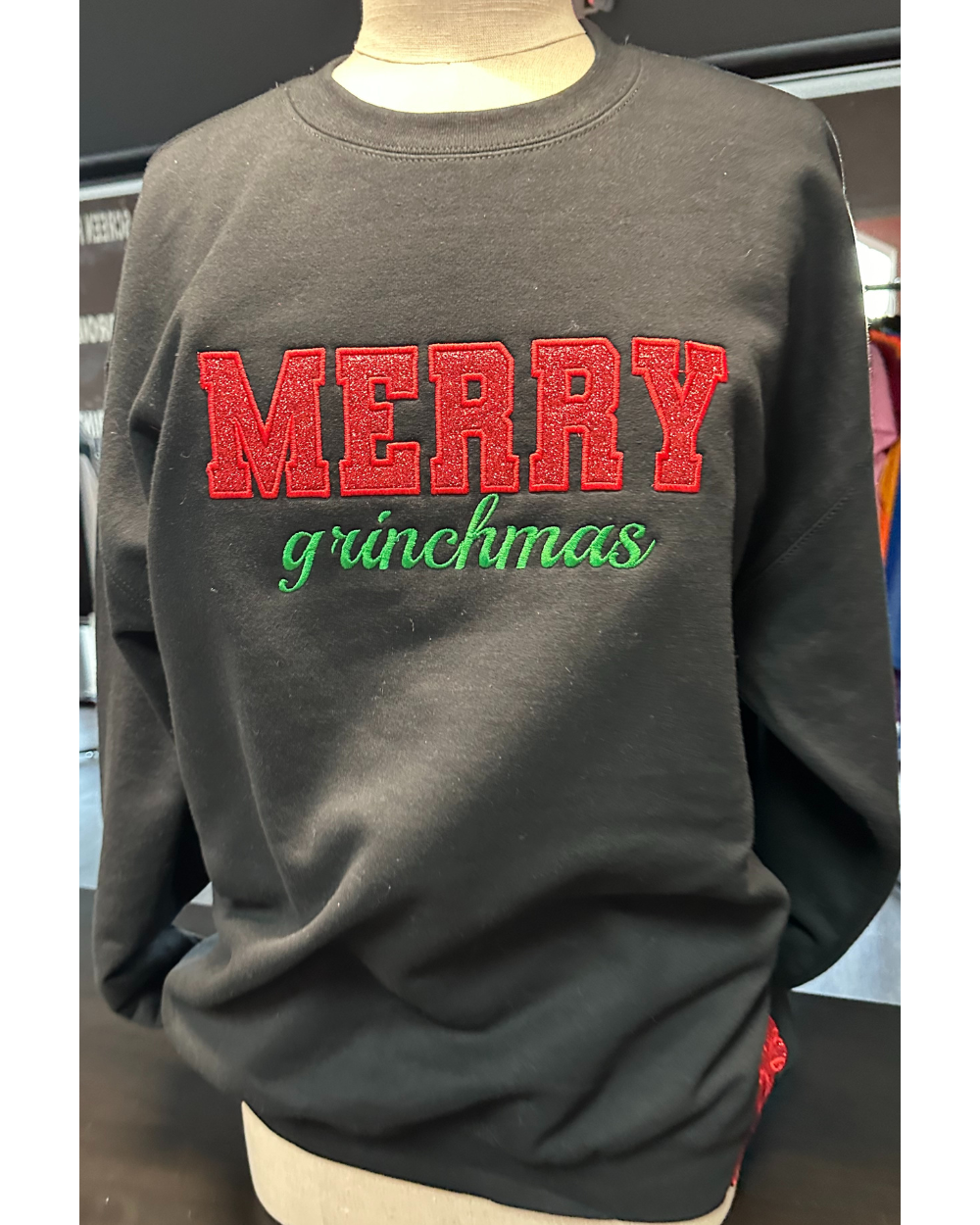 Christmas- Merry Grinchmas Embroidered Sweatshirt