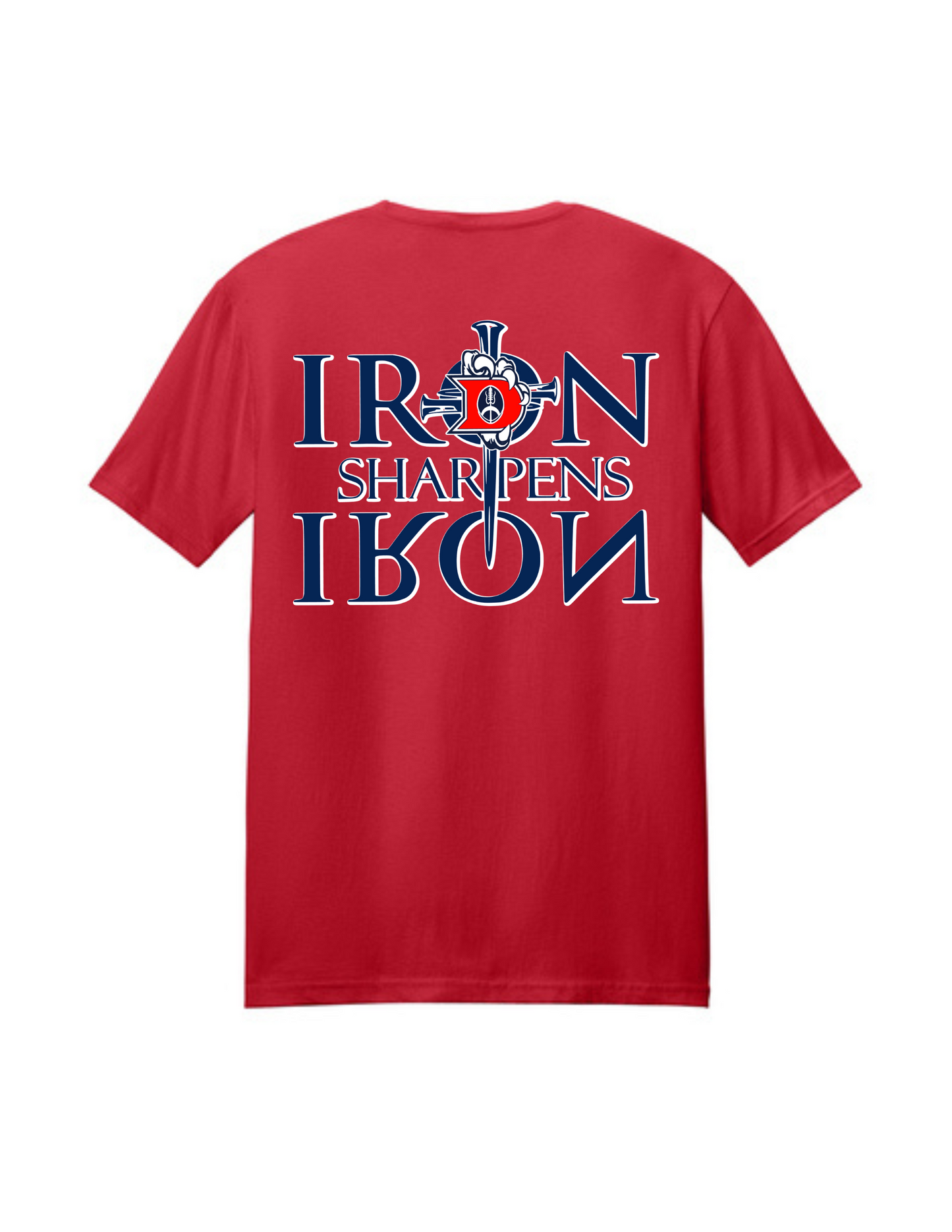 Dawson Football- Iron Sharpens Iron  Short Sleeve Cotton Tee- Red