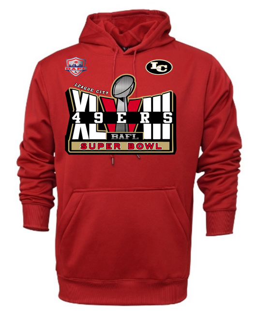 League City 49ers-Superbowl Longsleeve Performance Hoodie- Red