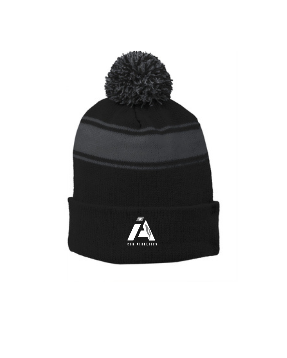 Icon Athletics -Stripe Pom Pom Beanie