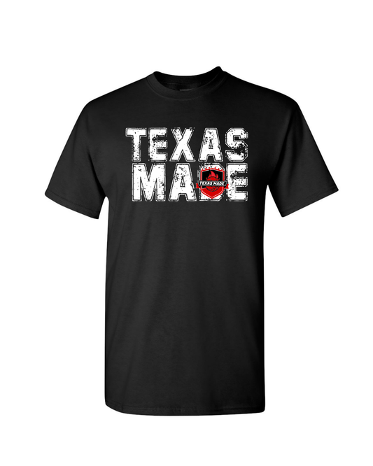 Texas Made - Distressed Texas Made- Black Cotton Tee