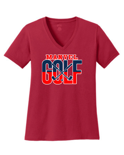 Manvel Golf - Manvel Golf Ladies Vneck Cotton Tee
