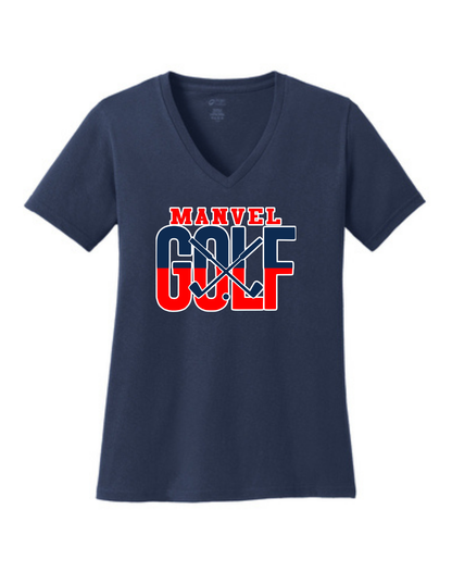 Manvel Golf - Manvel Golf Ladies Vneck Cotton Tee