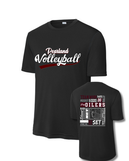 PHS Volleyball-Pearland Volleyball Performance Tee- Black