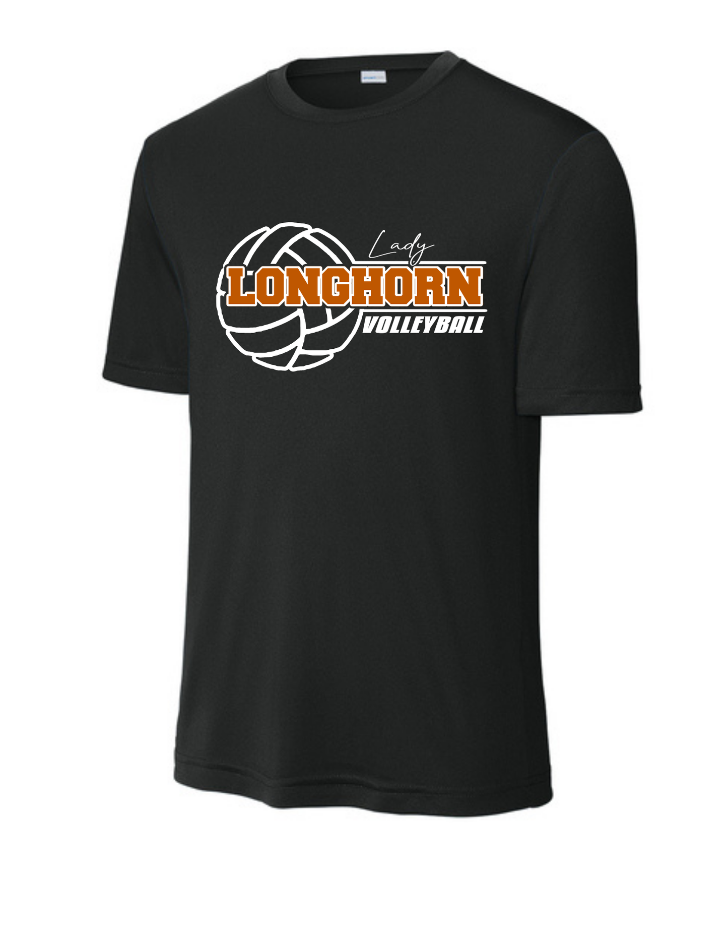 Dobie HS Volleyball -Ladies Longhorn Volleyball Short Sleeve Performance Tee